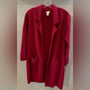 Chico’s Size 1 Women's Red Open Front Cardigan Long Sleeve Sweater Medium